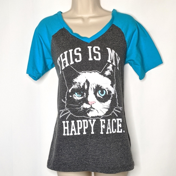 Grumpy cat baseball style tee size: L - Picture 1 of 5